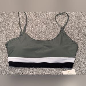 NWT, Olive/White/Black, Adjustable, Padded Swim Top - Ladies Jr Size Large
